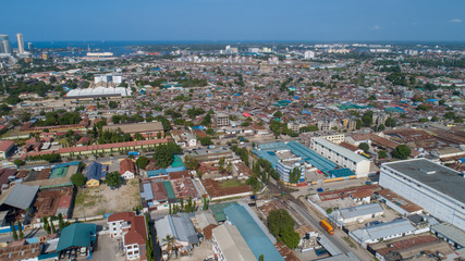 aerial view of the industrial area in Dar es salaam.