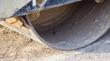 a small part of the construction roller on the road section.