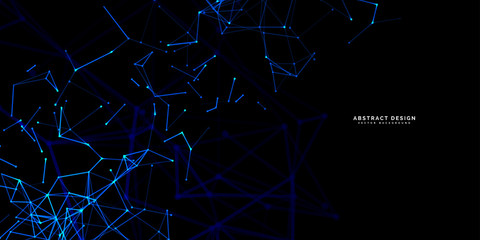 Abstract polygonal background with connecting dots and lines.Molecular structure with particles.  Vector technology background.Global network connection. 