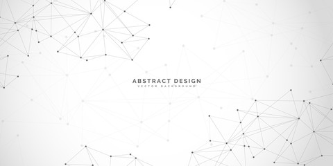 Abstract polygonal background with connecting dots and lines.Molecular structure with particles.  Vector technology background.Global network connection. 