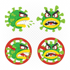 coronavirus cartoon illustration set