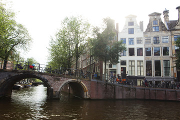 Amsterdam canals and typical houses