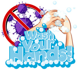 Poster design for coronavirus theme with word washing hands