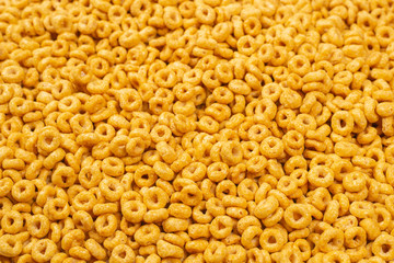 Corn-flakes background and texture. Top view.