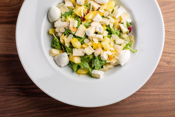 details of tasty pineapple salad with cheese