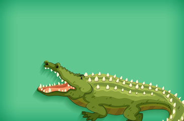 Background template design with plain color and crocodile