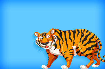 Background template design with plain color and tiger