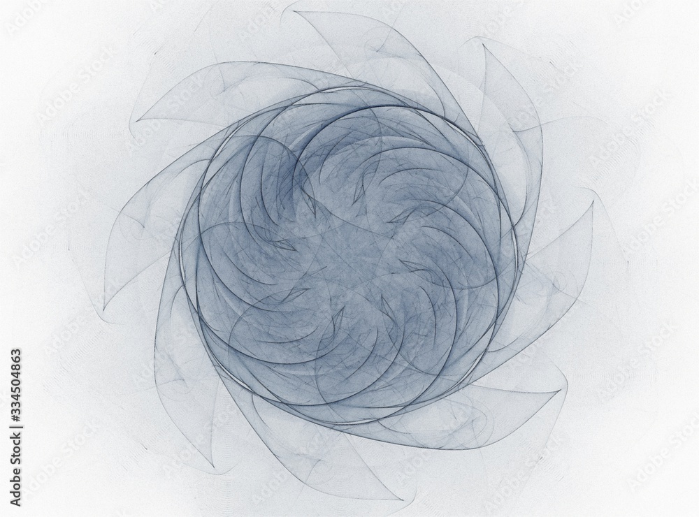 Poster particles of abstract fractal forms on the subject of nuclear physics science and graphic design. ge