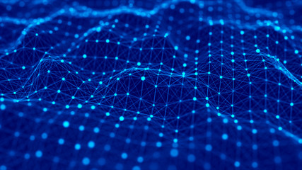 Network connection structure. Technology wave background. Big data digital background. 3d rendering.