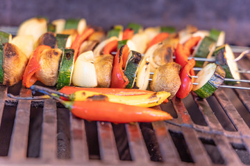 Grillen BBQ Schaschlik Spieß mit Pepperoni