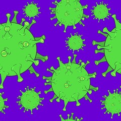 Vector illustration, banner. Stop Virus, coronavirus, covid-19. Green coronavirus on a white background.