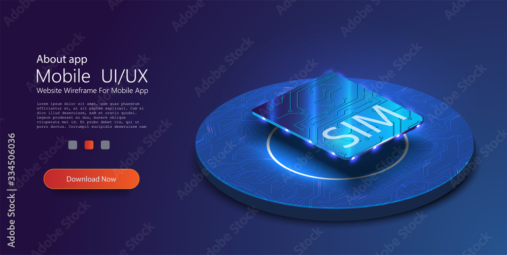 Leinwandbilder Concept for mobile sim card technology and network. eSIM card chip sign. Embedded SIM concept. New mobile communication technology and processor background circuit board.Invitation with sim for design