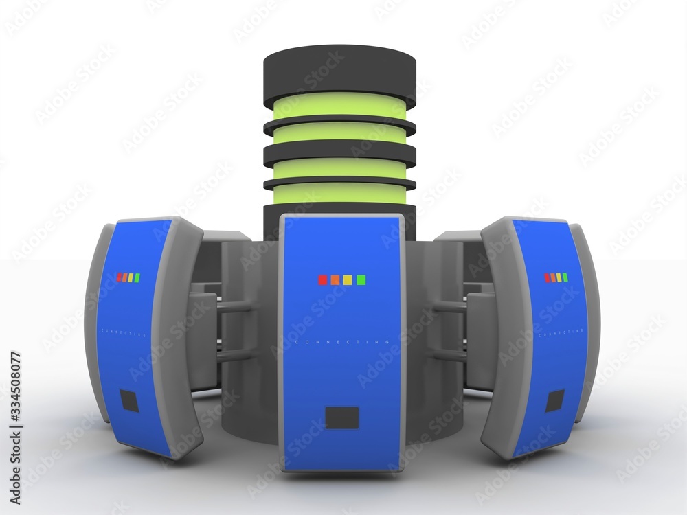 Poster 3d rendering wifi repeater booster with database