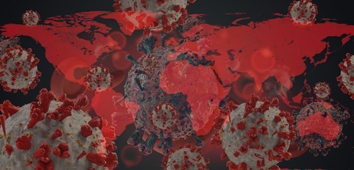 world map virus COVID-19 Coronavirus symbolic detailed design background 3d-illustration. elements of this image furnished by NASA