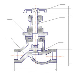 Schematic graphic illustration of a valve. Industrial tools and equipment