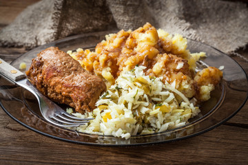 Tasty roulades beef on plate.