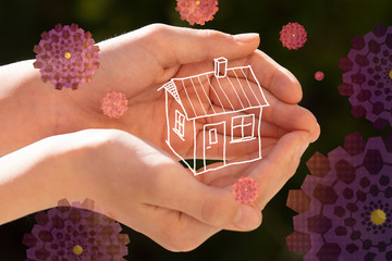 Unser Haus. Covid-19. Familie schützen. Haus schützen. Pass auf das Haus auf. Pass auf dich auf....