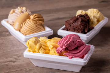 details of various types of ice cream, to go