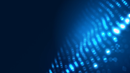 Dot blue wave light screen gradient texture background. Abstract ai technology big data digital background. 3d rendering.