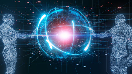 AI machine learning,digital twin,industry 4.0 technology to improve management efficiency quality.digital twin,blockchain,deep learning to analytic human about work performance.3d rendering.