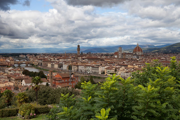 Fototapeta na wymiar Florence - view at Arno river and old town of Florence, Tuscany, Italy