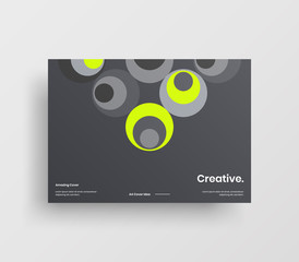 Creative business presentation vector A4 horizontal orientation front page mock up. Modern corporate report cover abstract geometric illustration design layout. Company identity brochure template.