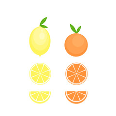 This is citrus fruits. Lemon, orange, mandarine on white background.