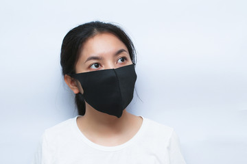 Women wearing a face mask protection against virus and dust