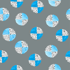 Motif en pointillé sans couture avec des cercles bleus. Abstrait de vecteur