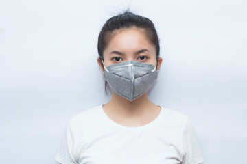 Women wearing a face mask protection against virus and dust