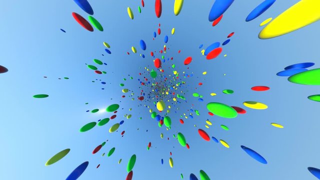 Animation of paintball balls rushing towards each other.