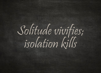 Solitude vivifies; isolation kills written on a blackboard