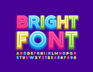 Vector bright Kids Font. Colorful 3D Alphabet Letters and Numbers for Children.
