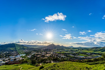 Afternoon Sun over Mountains, City