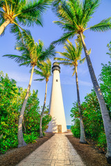 cape florida lighthouse while sunset, miami