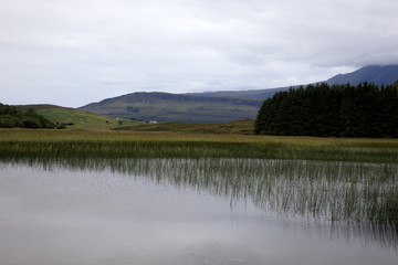 Cill Chriosd lake Isle - Skye Island (Scotland), UK - August 13, 2018: Cill Chriosd lake Isle of Skye, Inner Hebrides, Scotland, United Kingdom
