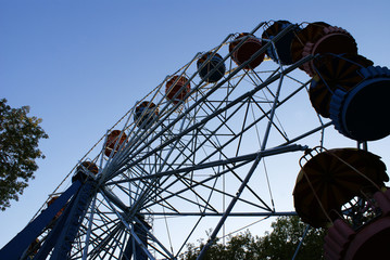 Ferris wheel in an amusement park, amusement park.