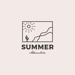 Summer time badge logo design vector illustration