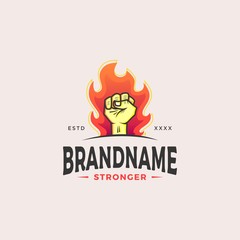 Strong hand logo design vector illustration
