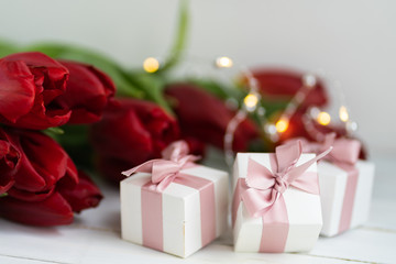 A small box with jewelry. Best gift for any holiday. Fashion trend. Charm bracelet.