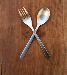 spoon and fork on white background