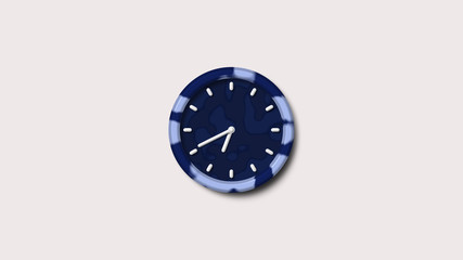 Blue dark 3d clock icon,wall clock icon,counting down 3d clock icon