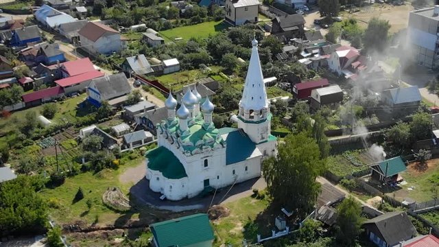 Traditional Domes and Spires of Spasskaya Church in Balakhna, Russia