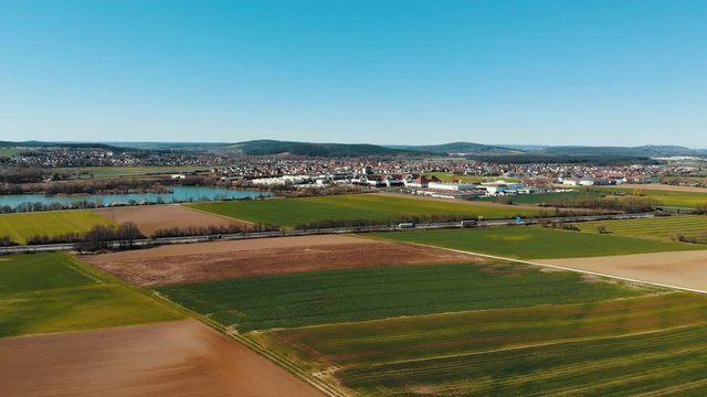 bamberg, germany drone shot of fields and rural area