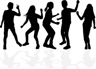 Children silhouettes. Vector work.