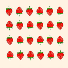 summer strawberry pattern on a pink background