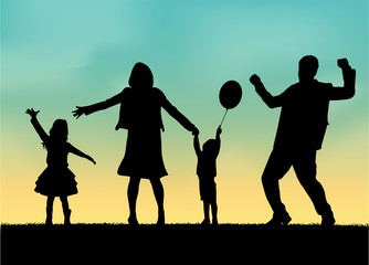 Family in nature, conceptual Illustration .