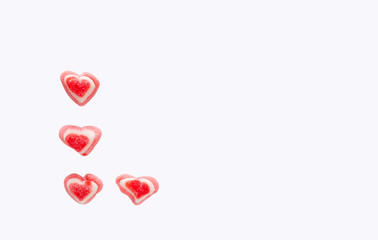 red heart candy isolated on white background