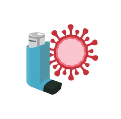 Vector image of an inhaler (respiratory illness such as asthma) and Coronavirus 