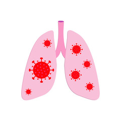 Lung coronavirus Infection. Coronavirus attacking the lungs. Vector illustration.